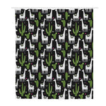 Cactus And Llama Pattern Print Polyester Shower Curtain