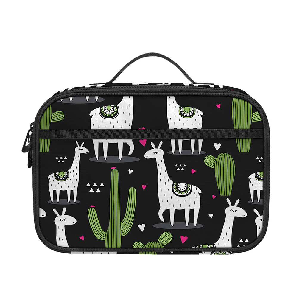 Cactus And Llama Pattern Print Portable Lunch Bag