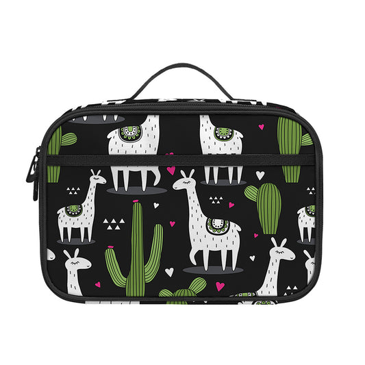 Cactus And Llama Pattern Print Portable Lunch Bag