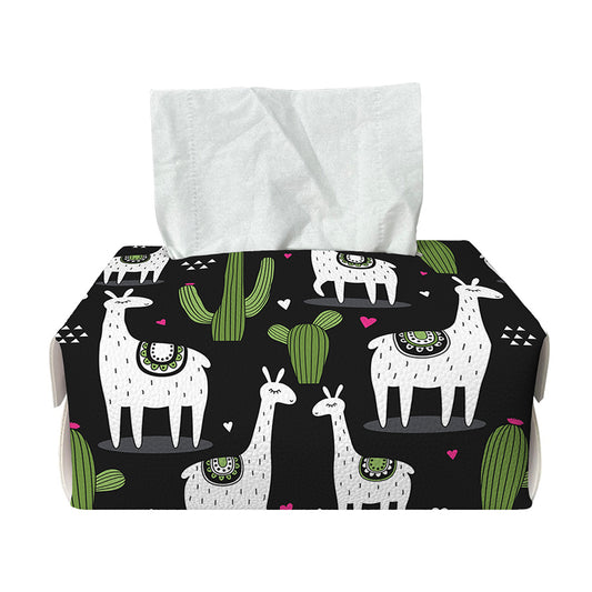 Cactus And Llama Pattern Print Rectangle Tissue Box Cover