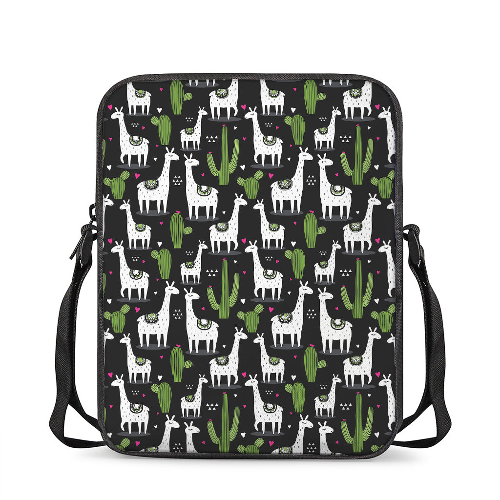 Cactus And Llama Pattern Print Rectangular Crossbody Bag