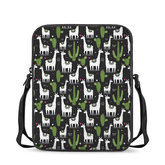Cactus And Llama Pattern Print Rectangular Crossbody Bag