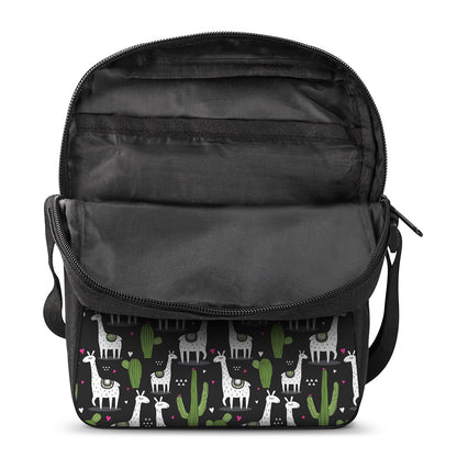 Cactus And Llama Pattern Print Rectangular Crossbody Bag