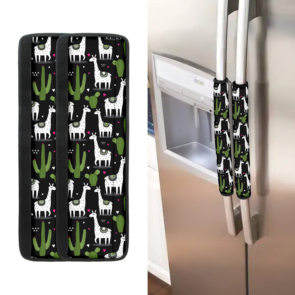 Cactus And Llama Pattern Print Refrigerator Handle Covers