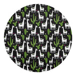 Cactus And Llama Pattern Print Round Blanket
