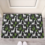 Cactus And Llama Pattern Print Rubber Doormat