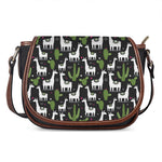 Cactus And Llama Pattern Print Saddle Bag