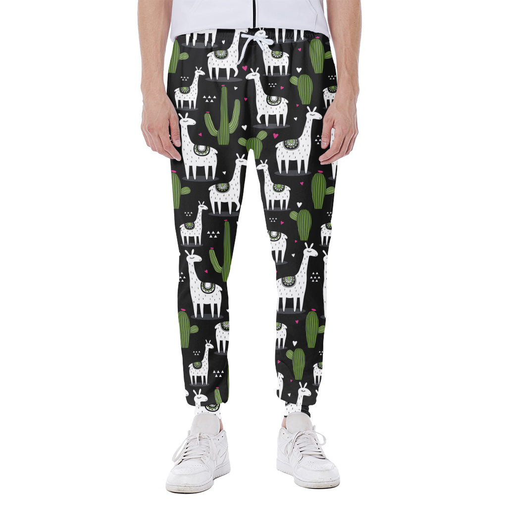 Cactus And Llama Pattern Print Scuba Joggers