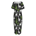 Cactus And Llama Pattern Print Short Sleeve Long Nightdress
