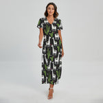 Cactus And Llama Pattern Print Short Sleeve Maxi Dress