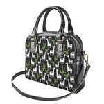 Cactus And Llama Pattern Print Shoulder Handbag