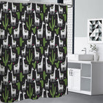 Cactus And Llama Pattern Print Shower Curtain