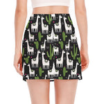 Cactus And Llama Pattern Print Side Slit Mini Skirt
