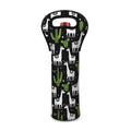 Cactus And Llama Pattern Print Single Neoprene Wine Tote