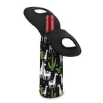 Cactus And Llama Pattern Print Single Neoprene Wine Tote