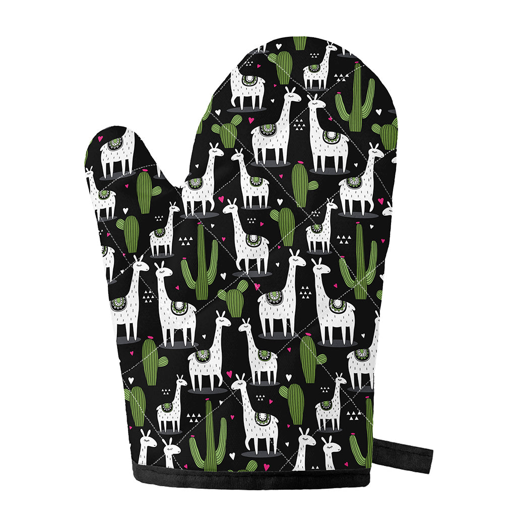 Cactus And Llama Pattern Print Single Oven Mitt
