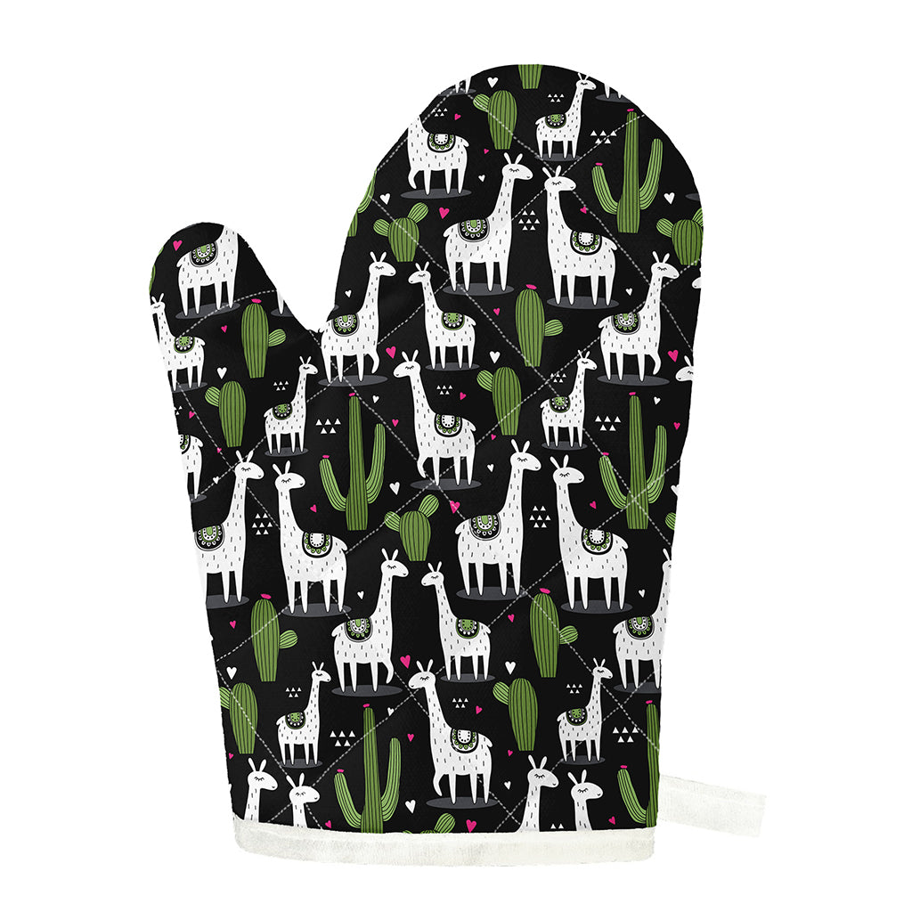 Cactus And Llama Pattern Print Single Oven Mitt