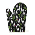 Cactus And Llama Pattern Print Single Oven Mitt