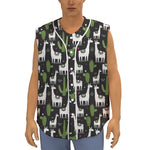 Cactus And Llama Pattern Print Sleeveless Baseball Jersey