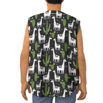 Cactus And Llama Pattern Print Sleeveless Baseball Jersey