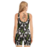 Cactus And Llama Pattern Print Sleeveless One Piece Swimsuit