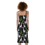 Cactus And Llama Pattern Print Slim Fit Midi Cami Dress
