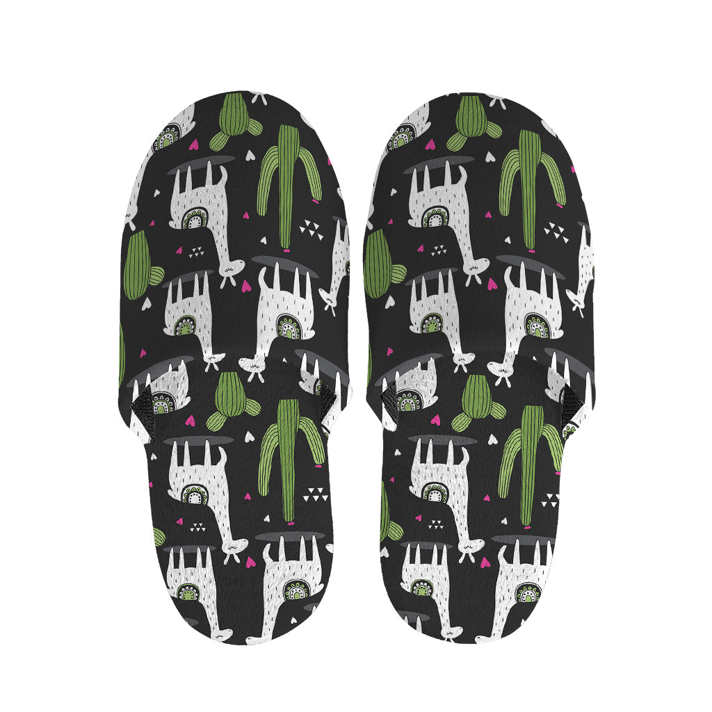 Cactus And Llama Pattern Print Slippers