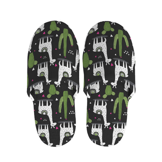 Cactus And Llama Pattern Print Slippers
