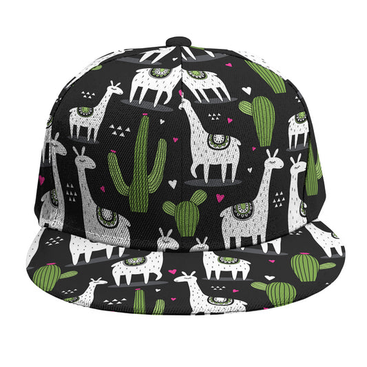 Cactus And Llama Pattern Print Snapback Cap