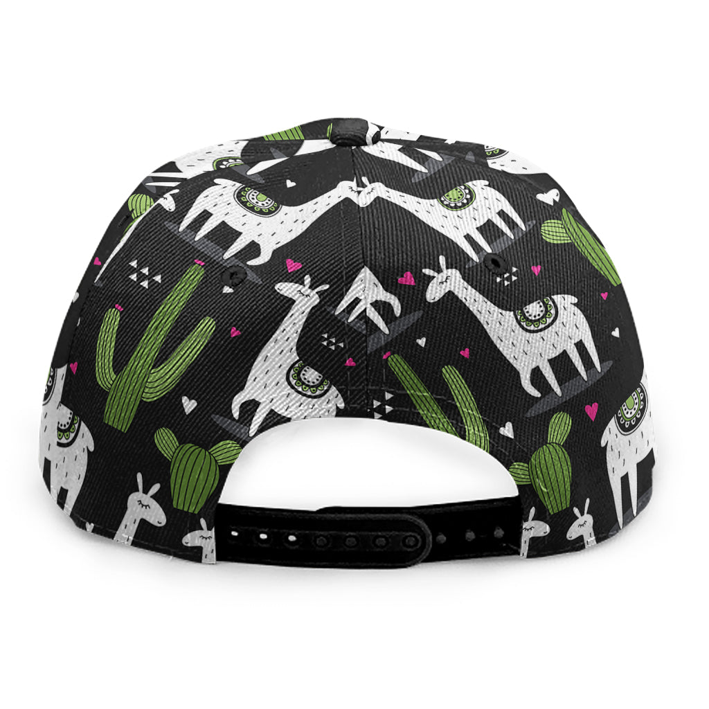 Cactus And Llama Pattern Print Snapback Cap