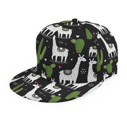 Cactus And Llama Pattern Print Snapback Cap