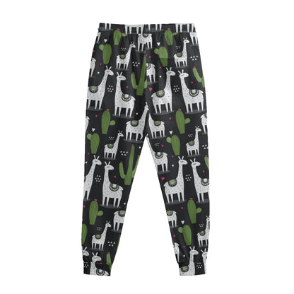 Cactus And Llama Pattern Print Sweatpants