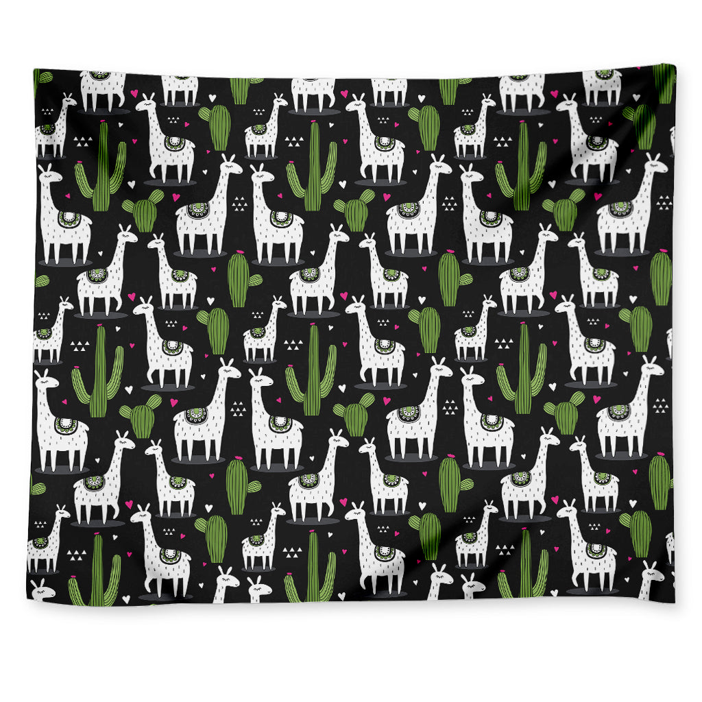 Cactus And Llama Pattern Print Tapestry