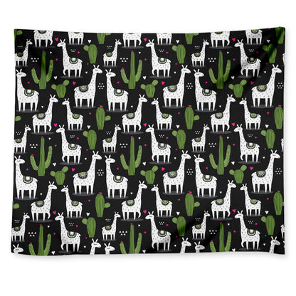 Cactus And Llama Pattern Print Tapestry
