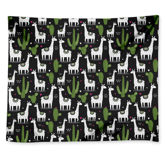 Cactus And Llama Pattern Print Tapestry