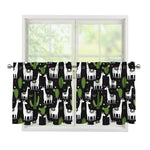 Cactus And Llama Pattern Print Tier Curtains
