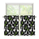 Cactus And Llama Pattern Print Tier Curtains