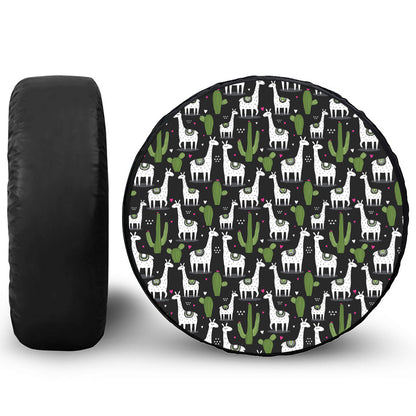 Cactus And Llama Pattern Print Tire Cover