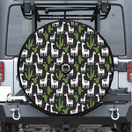 Cactus And Llama Pattern Print Tire Cover With Camera Hole