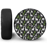 Cactus And Llama Pattern Print Tire Cover With Camera Hole