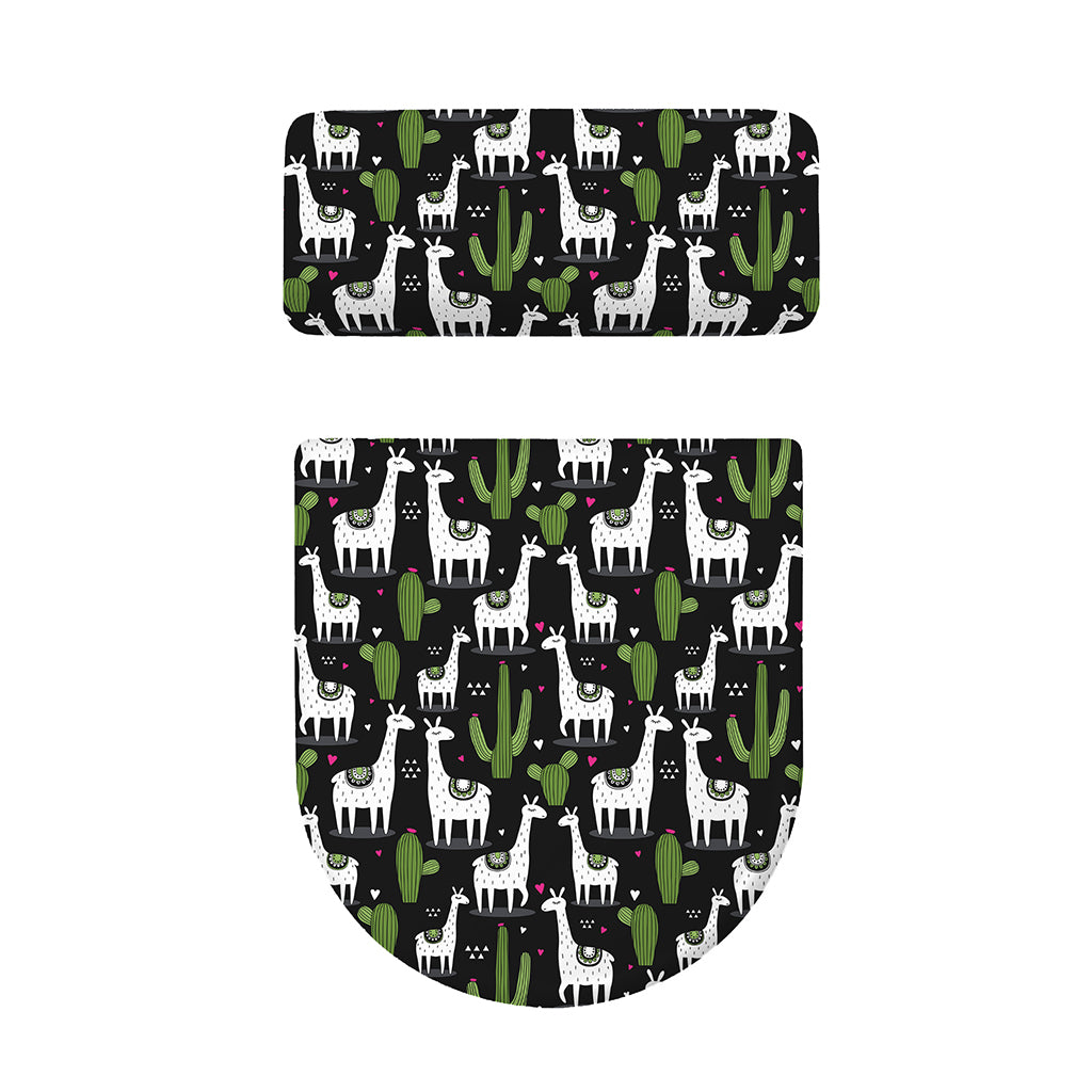 Cactus And Llama Pattern Print Toilet Lid And Tank Cover Set