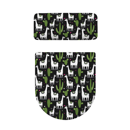Cactus And Llama Pattern Print Toilet Lid And Tank Cover Set