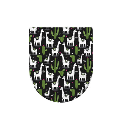 Cactus And Llama Pattern Print Toilet Lid Cover
