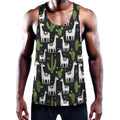 Cactus And Llama Pattern Print Men's Workout Tank Top