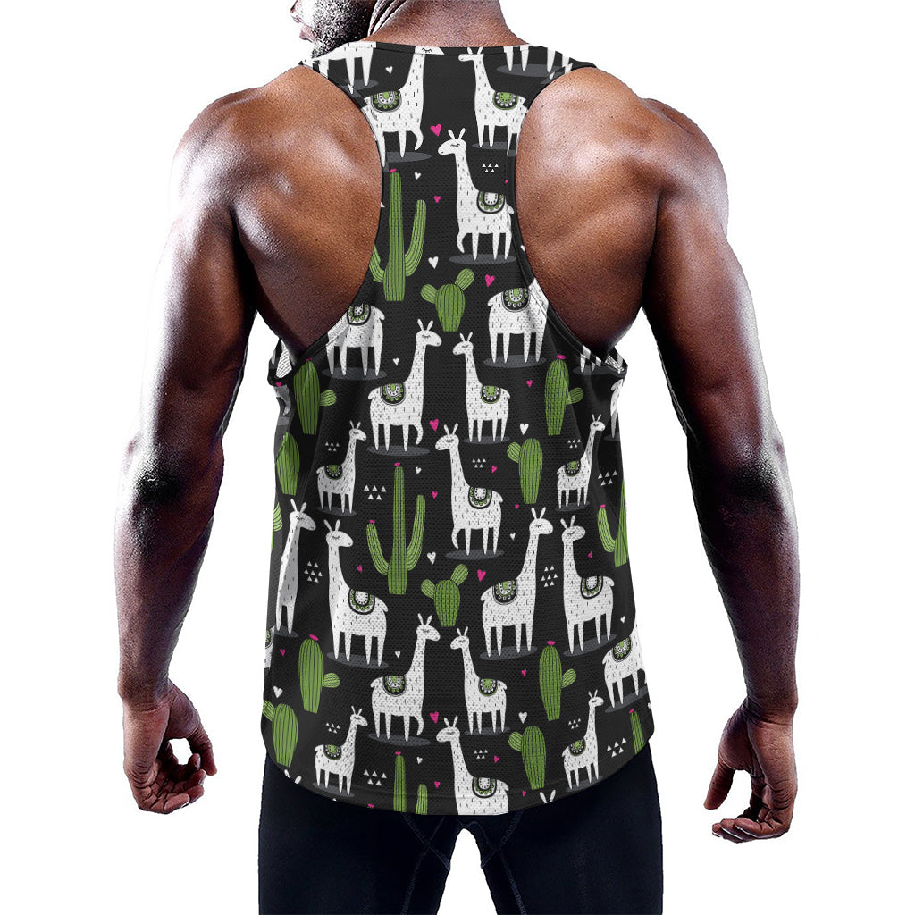 Cactus And Llama Pattern Print Training Tank Top