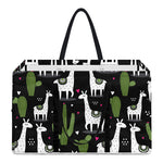 Cactus And Llama Pattern Print Utility Tote Bag