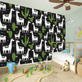 Cactus And Llama Pattern Print Wall Sticker