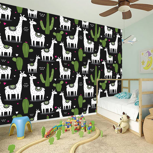 Cactus And Llama Pattern Print Wall Sticker