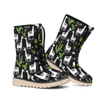 Cactus And Llama Pattern Print Winter Boots