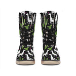 Cactus And Llama Pattern Print Winter Boots